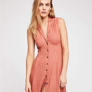 FREE PEOPLE DRESS Isola Midi Dress Orange/Peach SIZE MEDIUM